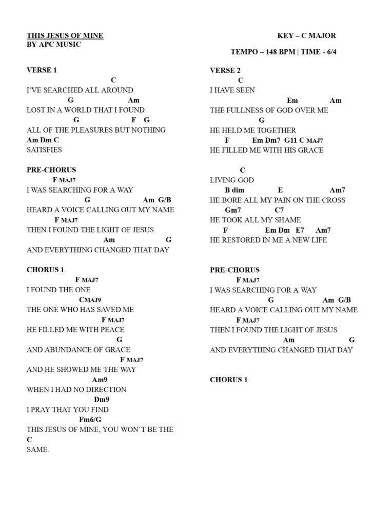 This Jesus Of Mine Chords page 0001